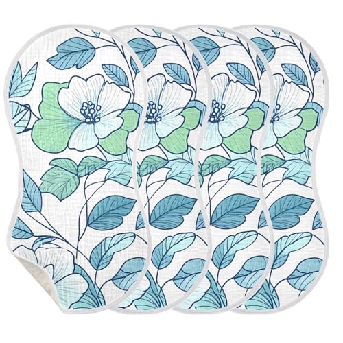 1 Pack Green Flowers Muslin Burp Cloths Cotton Absorbent Baby Burping Rags for Boys Girls Soft Newborn Burp Bibs, 22 x 11 Inch3