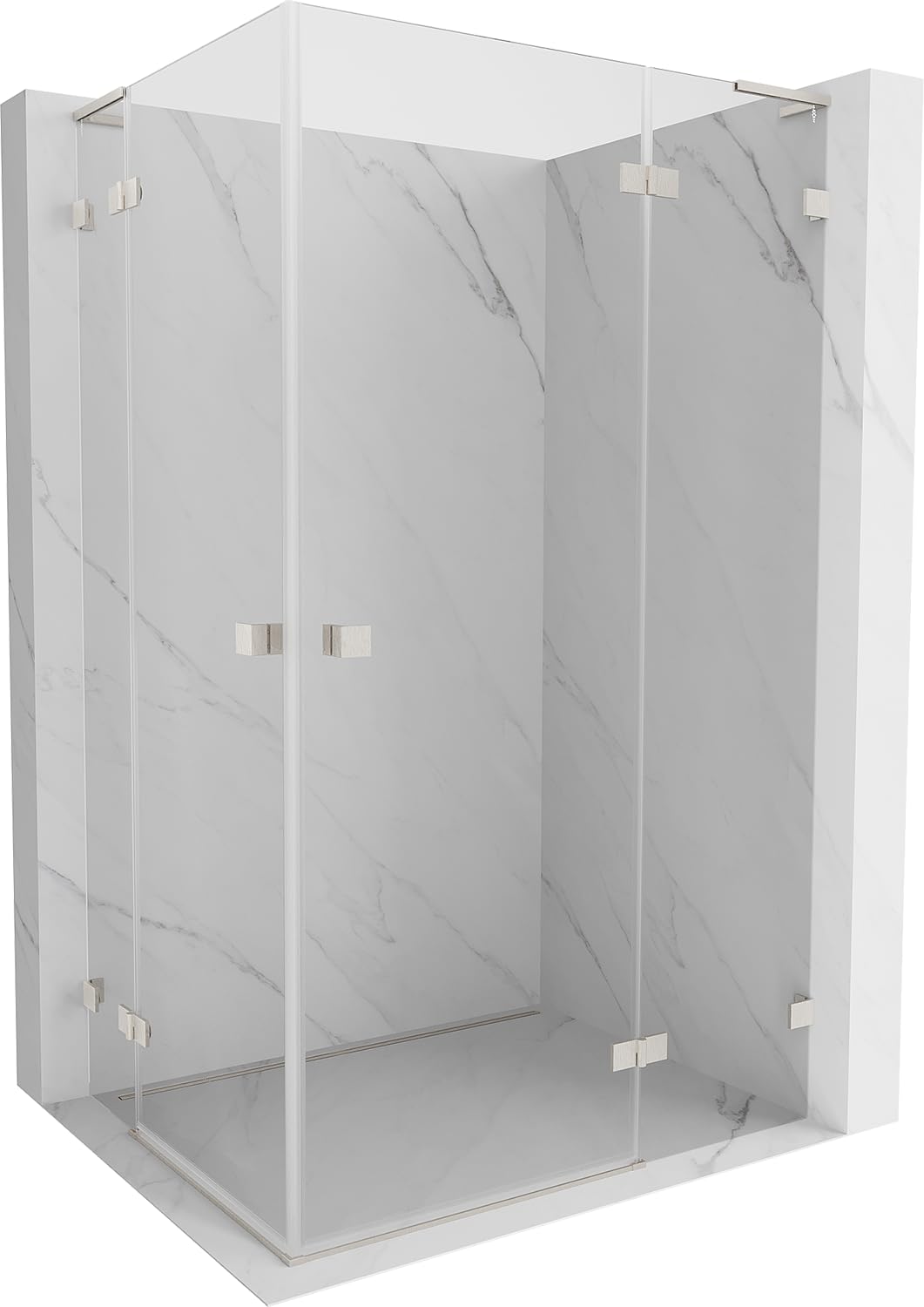 Mexen Lunar L Duo Box Doccia Porta Girevole Destra, 90x70 cm, Trasparente, Nichel Spazzolato