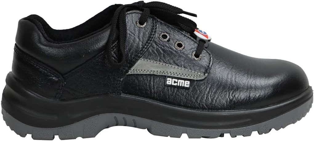 Safety Shoe S.T. PU Double Density - Low Ankle - Plain Black Apollo Leather -ORION (BLACK, 9)
