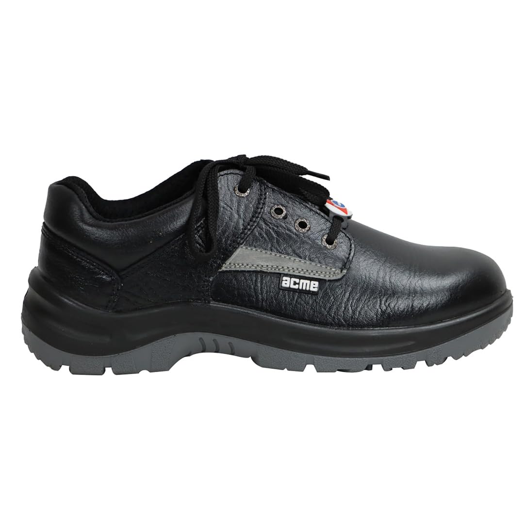 Safety Shoe S.T. PU Double Density - Low Ankle - Plain Black Apollo Leather -ORION (BLACK, 9)
