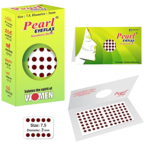 Image of Velvet Kumkum Bindi with 15 Flaps Box - Self Adhesive, Reusable for Women Ladies Girls (Size 7.5, Diameter 3mm, Dark Maroon)
