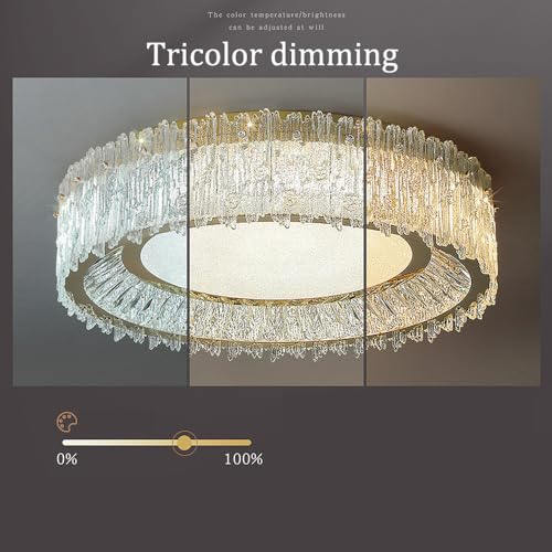 Plafonnier LED cristal doré intensité variable style nordique 40cm