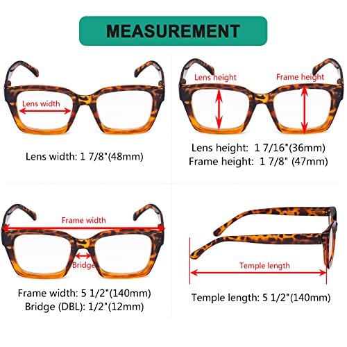 Image of Eyekepper 4 Pack Ladies Reading Glasses - Oversized Square Design Readers for Women Tortoise +4.00