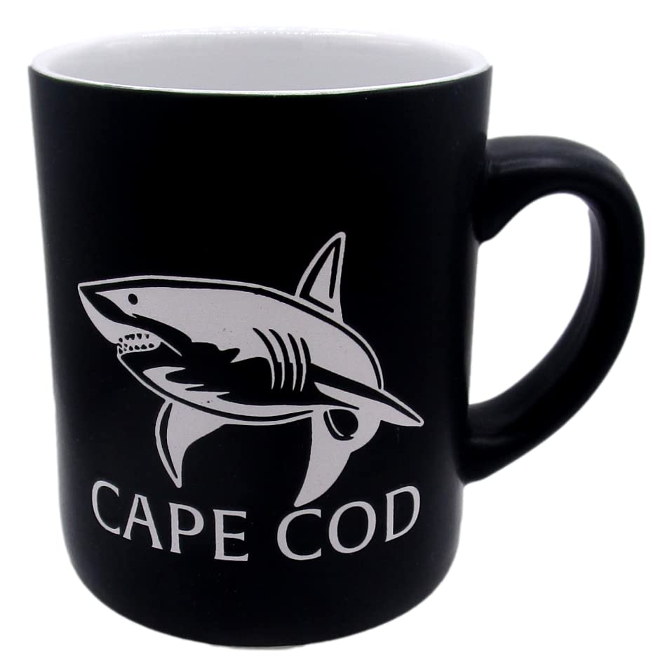 Cape Cod Ceramic Souvenir Mug (Matte Black Cape Cod Shark)