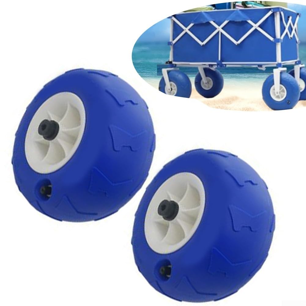 2 ruote di ricambio per carrello da spiaggia, pneumatici a palloncino da 22 x 11,4 cm, per carrello kayak, ampie ruote di sabbia da campeggio, pneumatici ad aria in PVC con mozzo