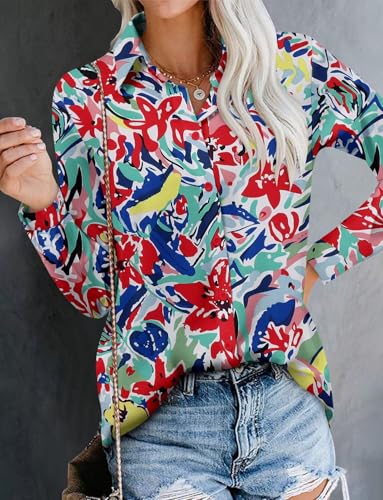 Image of Magritta Long Sleeve Shirts for Women Fashion Button Down Blouse Tops