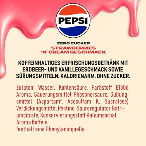 Pepsi Zero Zucker Strawberry 'n' Cream Geschmack in der Dose, Einweg (24 x 0,33l) 4