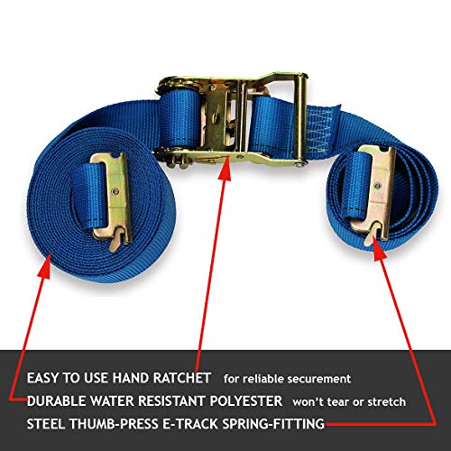 DC Cargo ETrack Ratcheting Straps Cargo TieDowns, (Pack of 4) 2 x 20