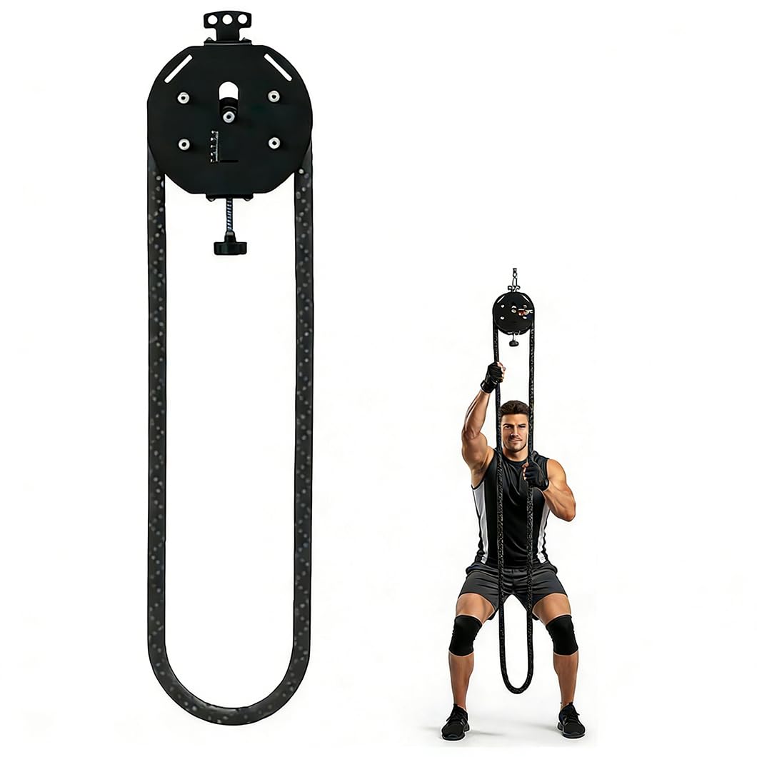 SULQING Endless Rope Trainer, Gym Pull Rope Machine, 13ft Premium Nylon Rope, 30kg Adjustable Resistance for Grip, Arms & Back