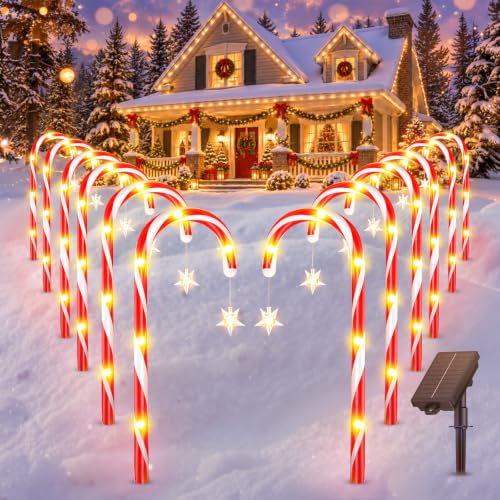 Amazon – Ahaorigin 12-Pack Solar Candy Cane Christmas Lights - image 1