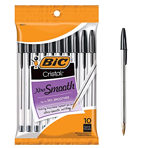 Bic Cristal Xtra Smooth Ballpoint Pen, Medium Point (1.0Mm), Black, 10-Count (Pack Of 12) #TOP27