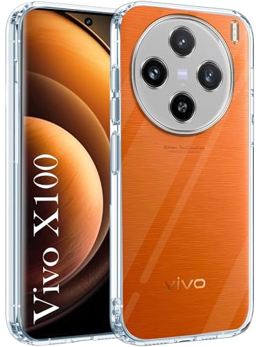 Image of Jkobi Back Case Cover for Vivo X100 5G (Silicone Clear Shockproof Case with Camera Protection and Dust Plugs | Transparent)
