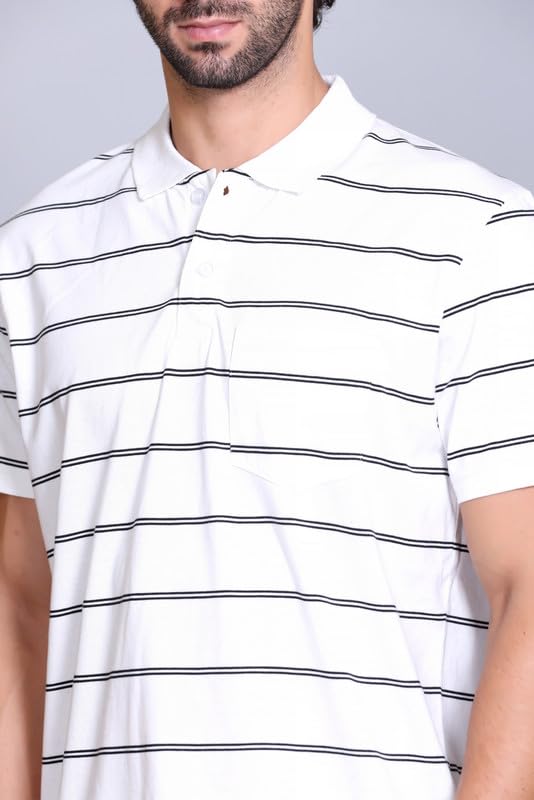 Image of SANE ORIGINALS Half Sleeve Polo T-Shirt for Men with Pocket || Stripe Collar and Pocket T-Shirt for Men Half Sleeves