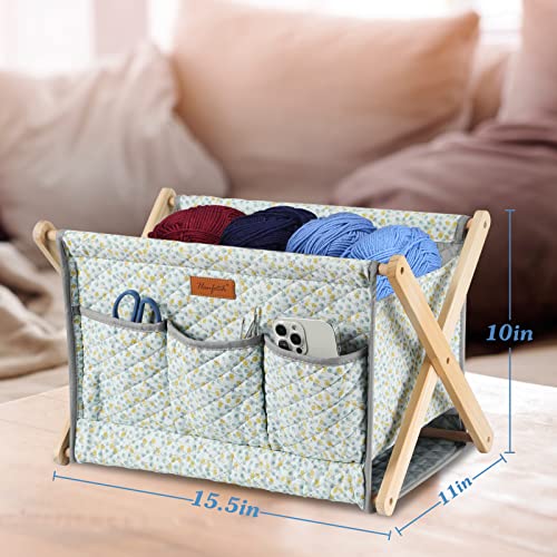 Image of Yarn Caddy Large Size Yarn Storage Organizer for Yarn Skeins-Organizer for Crochet Hooks Knitting Needles Other Accessories (Rose-Grey)