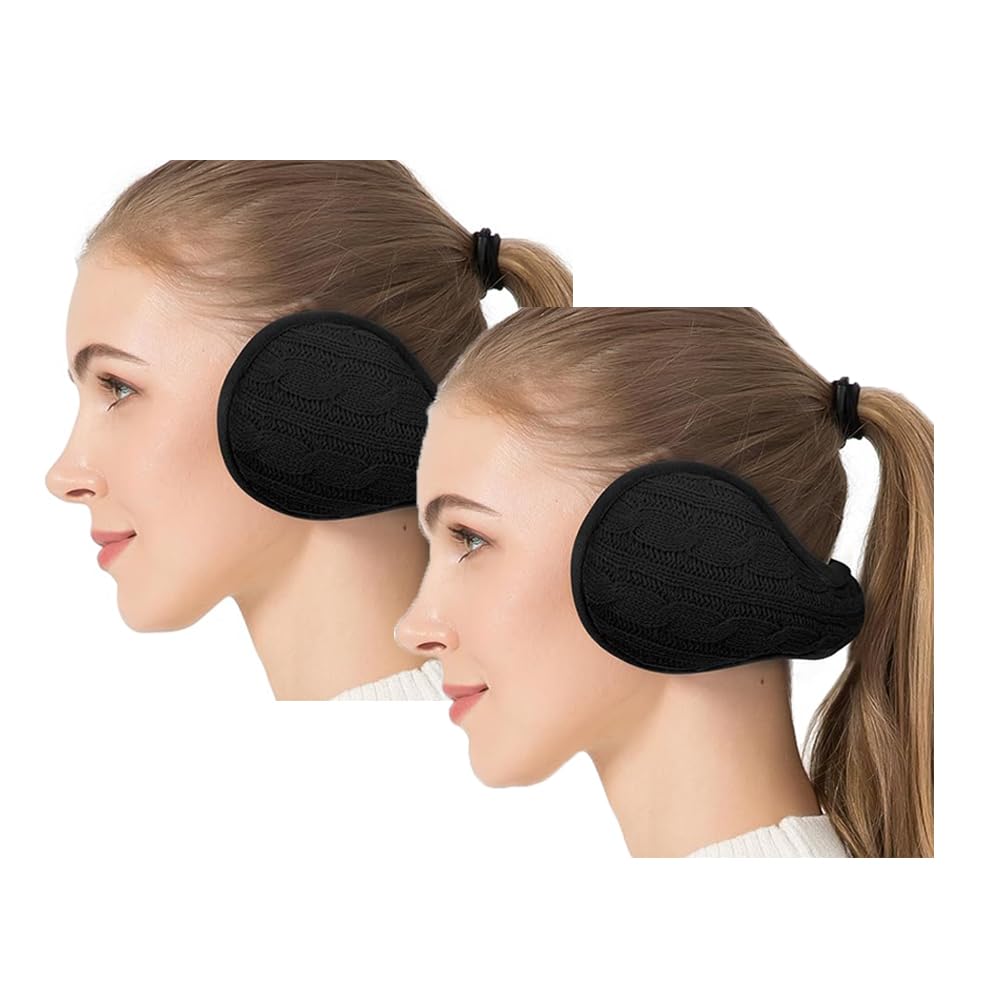 Knit Ear Muffs for Winter Women Men Soft Earmuffs Cold Weather Fleece Ear Warmers Cover Foldable & Adjustable-image-14