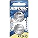 RAYOVAC KECR2450-2A 3-Volt Lithium Keyless Entry Battery (2 pk; CR2450 Size) PET2