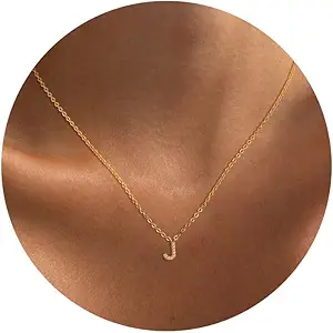 Initial Heart Necklaces for Women - Dainty Cute Necklace Small Layered 14K Gold Plated A-Z Letter CZ Pendant Trendy Satellite Chain Necklaces for Women Non Tarnish Gold Jewelry Set Gift
