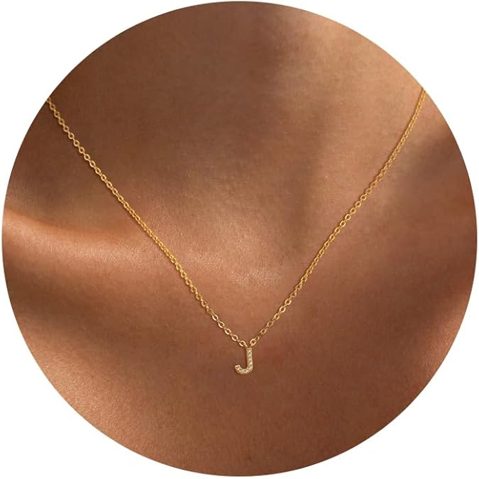 Initial Heart Necklaces for Women - Dainty Cute Necklace Small Layered 14K Gold Plated A-Z Letter CZ Pendant Trendy Satellite Chain Necklaces for Women Non Tarnish Gold Jewelry Set Gift