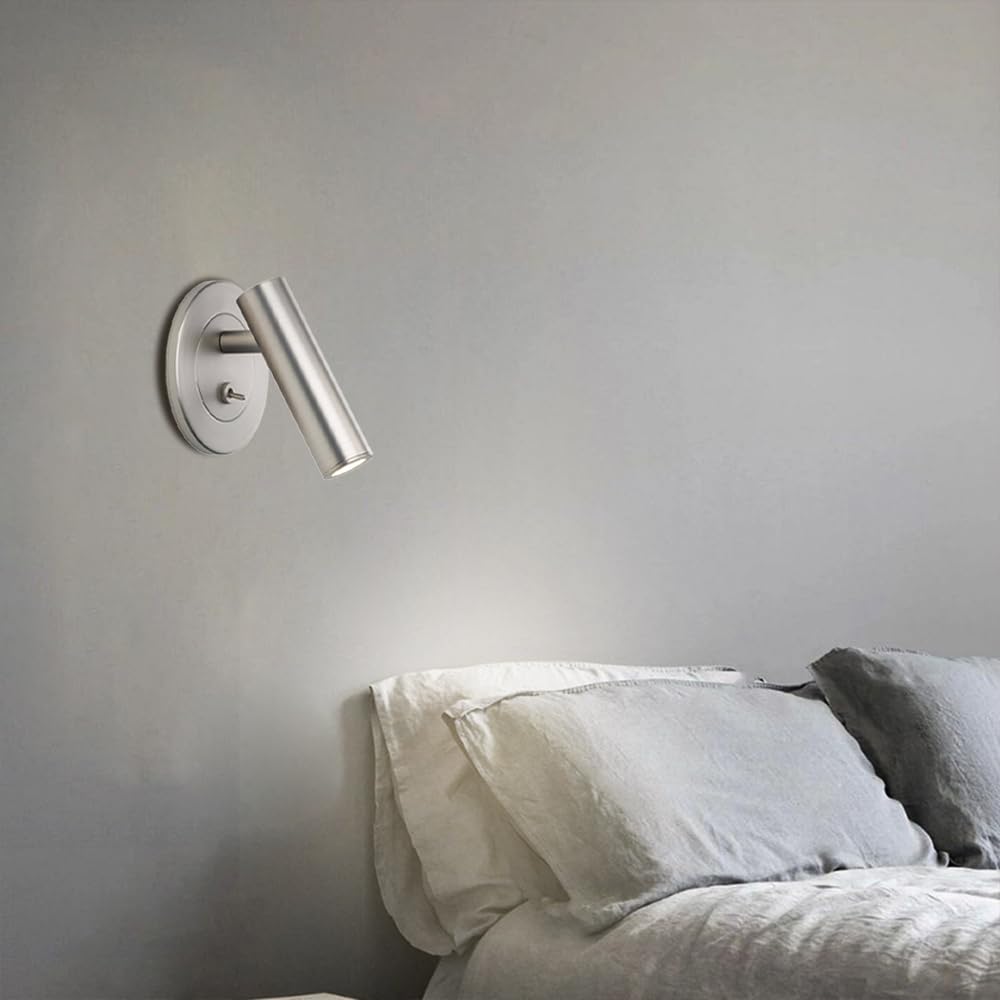 Kinkiet ścienny, lampa ścienna z przełącznikiem 3W LED lampka nocna do czytania na ścianie, regulowany reflektor ścienny, skupiona lampa ścienna do łóżka w sypialni