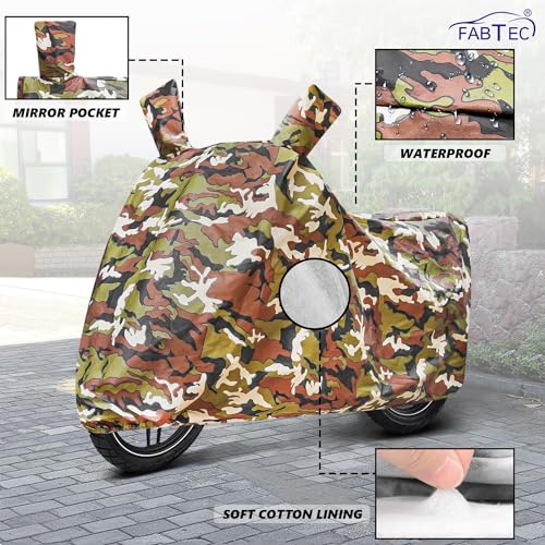 Image of Fabtec Waterproof Bike Cover /Scooty Cover for Bajaj Pulsar RS200(Jungle Print Two Wheeler Cover)