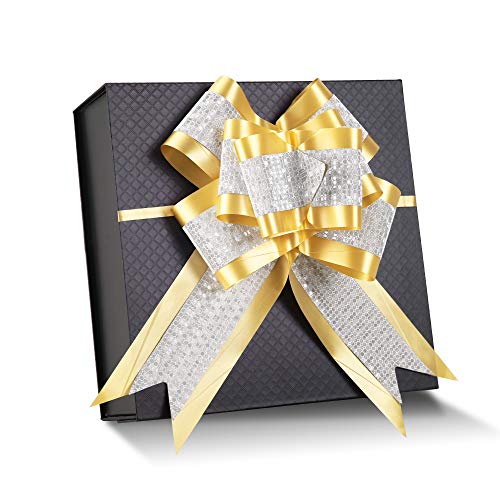 MALICPLUS Gift Box 9.5x9.5x3.5 Inches,Metallic Black Gift Box with Lid, Groomsman Proposal Box