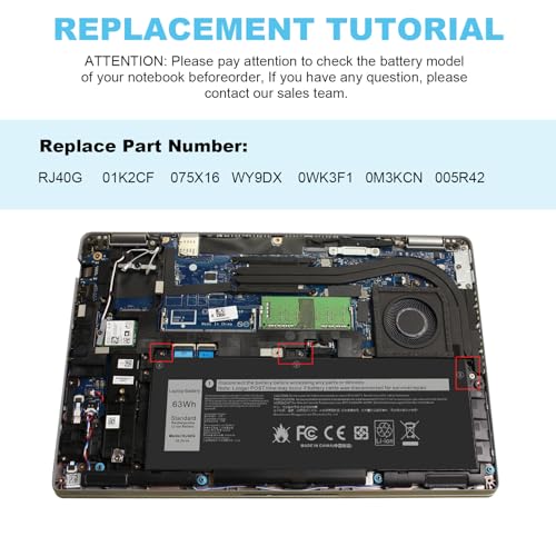 Image of Fancy Buying RJ40G 005R42 0WK3F1 0M3KCN M033W 01K2CF Laptop Battery Replacement for Dell Latitude 15 5520 Latitude 14 5420 Precision 15 3560 Series 075X16 WY9DX P137G P137G001 P104F P104F001