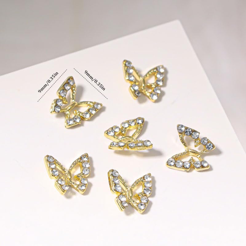 20Pcs 3D Butterfly Nail Charms, Gold Metal Alloy Nail Art Decorations for DIY Nail Art Jewelry Making and Craft Projects - Image 2