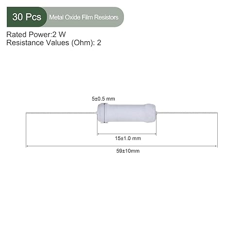 Miniatura 2 de YOKIVE 30 resistencias de película de óxido metálico, resistencia de plomo de eje, mantiene el funcionamiento normal del circuito, ideal para