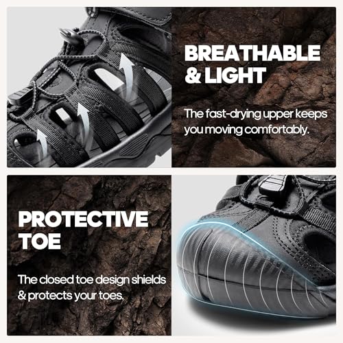 NORTIV 8 Men's Sandals, Closed Toe Athletic Sport Sandals, Mens Summer Shoes, Lightweight Trail Walking Sandals for Men2