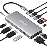 Lasuney Triple Display 12 in 1 USB C Docking Station Dock with 2 HDMI & VGA, PD3.0, Ethernet, SD TF