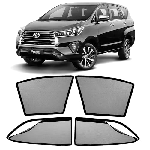 Image of AutoStory Magnetic Car Sunshade for Crysta 2016-2025 | Front Half Cut for Mirror Visibility + Rear Full Coverage with Zipper | Heavy Heat & UV Protection | Privacy Side Window Curtains Shades
