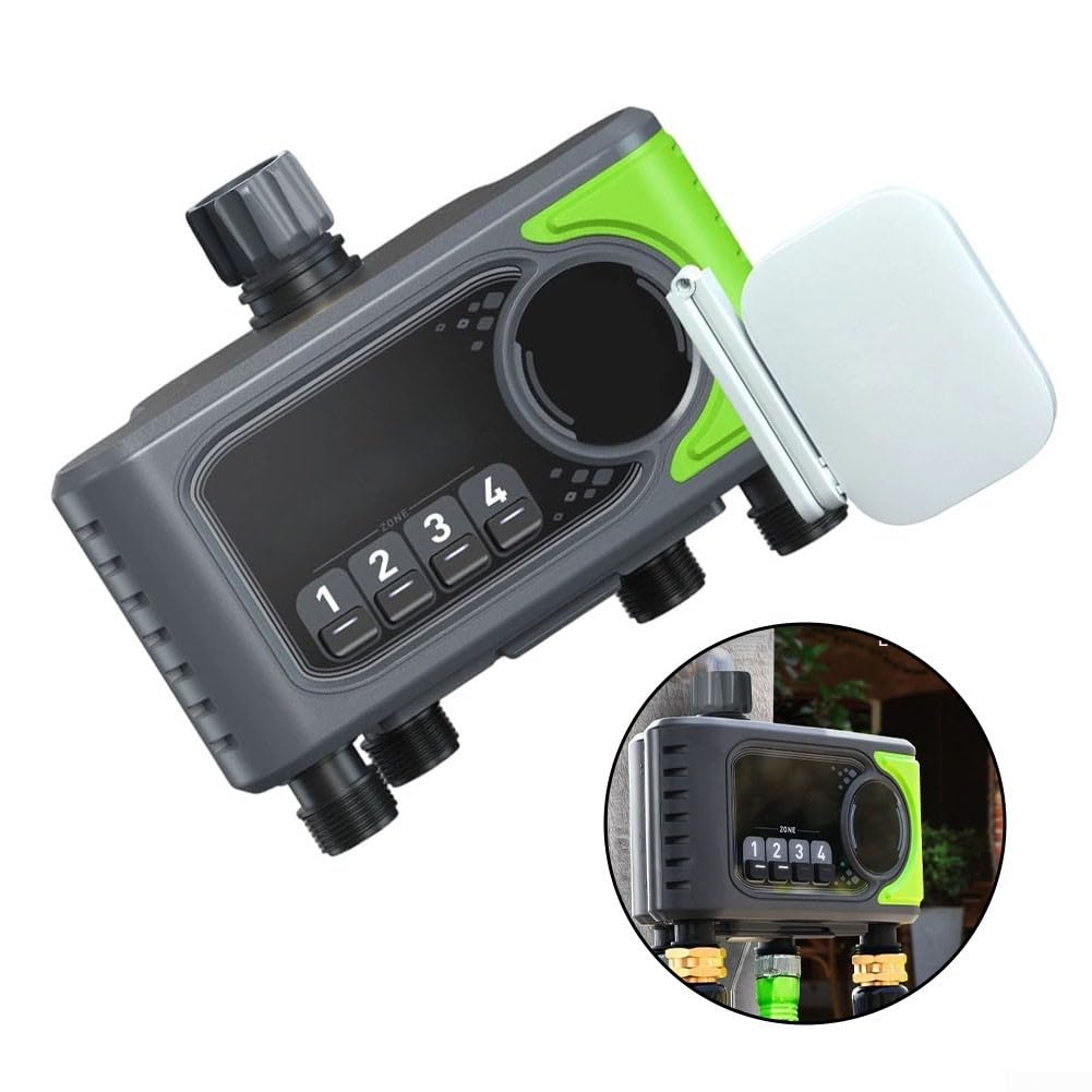 Timer per irrigazione WiFi a 4 zone, controller intelligente per irrigazione da giardino con app e controllo vocale, programma di irrigazione basato sulle condizioni meteorologiche per sistema di tubi