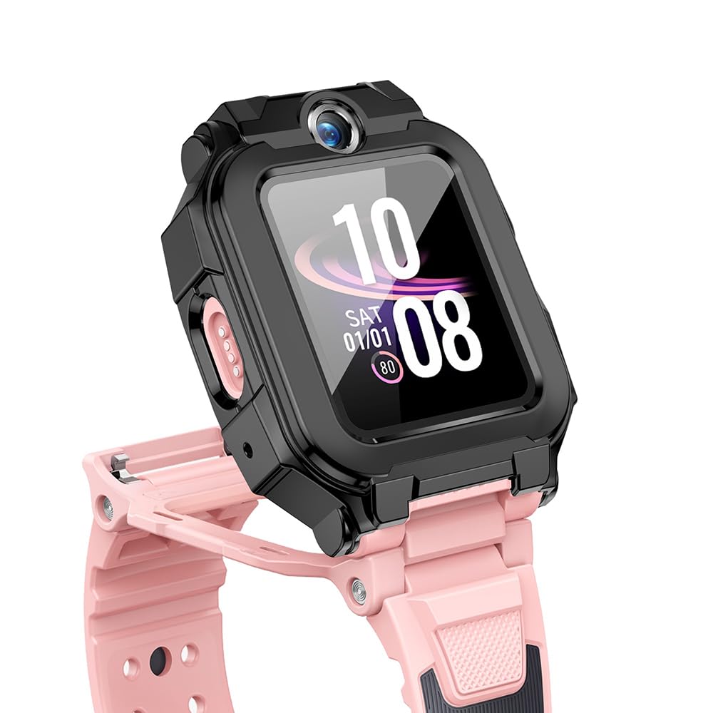 [2 sztuki] 2 czarne z folią ochronną na ekran ze szkła hartowanego do imoo Watch Phone Z7, twardość 9H PC, zderzak, cienka obudowa pełna ochrona