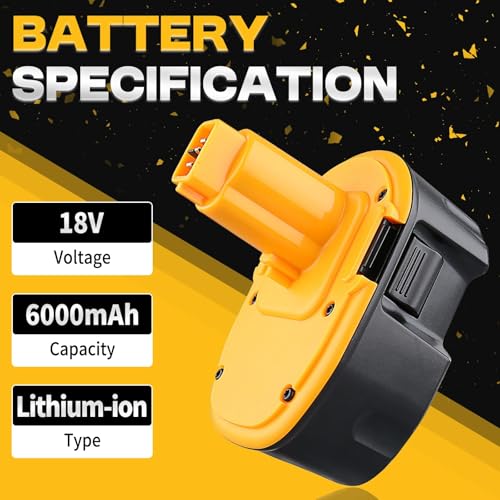 Image of DC9096 6.0Ah 18V Replacement for Dewalt Batteries Lithium-Ion Compatible with Dewalt 18V Battery DC9098 DC9099 DW9095 DW9096 DW9098 Cordless Power Tools 4 PCS (4)