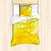 Produktbild ABAKUHAUS Gelb und Weiß Mantele, Pinselstriche, Milbensicher Allergiker geeignet mit Kissenbezügen, 135 cm x 200 cm - 80 x 80 cm, Yellow Marigold