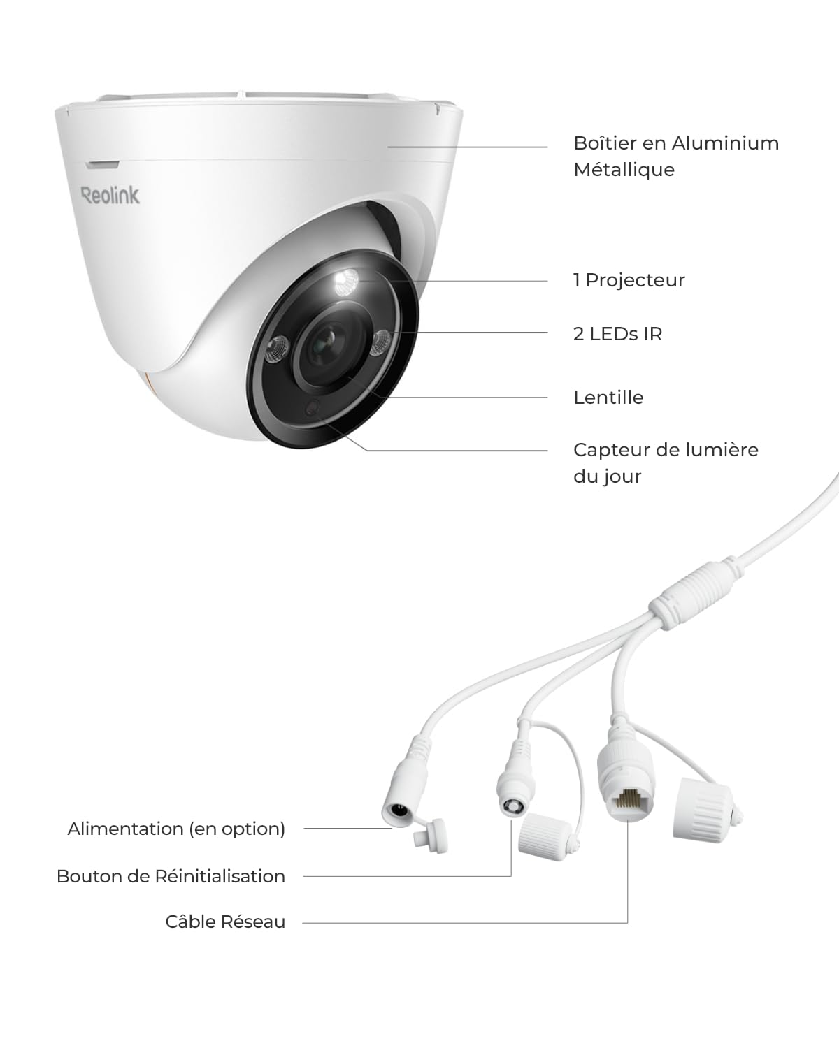 Reolink 4K+ Ultra HD 12MP Camera PoE Exterieur avec Projecteur, RLC-1224A