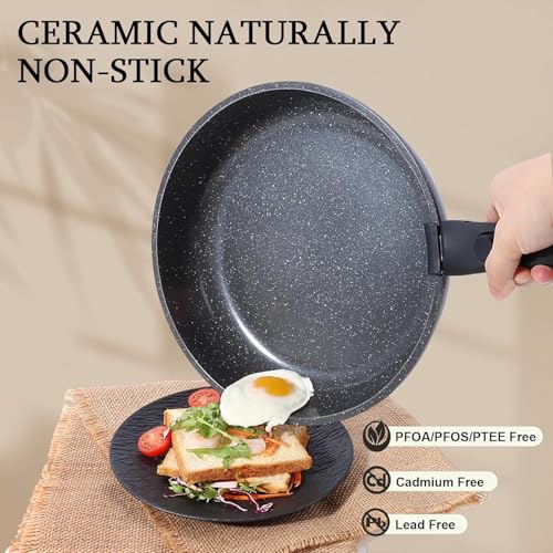 Image of GiPP Ceramic Pots and Pans Set Non Stick, Nonstick Detachable Handle Cookware Sets, Non Toxic Induction Kitchen Pot and Pan with Removable Handle, Healthy RV Cookware, Dishwasher &Oven Safe, 5 Piece