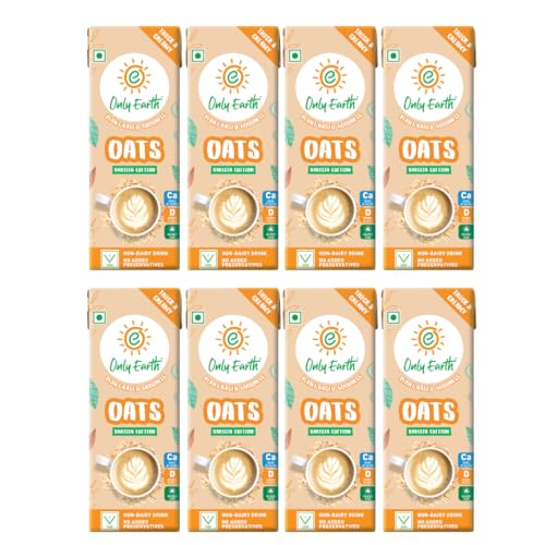 Image of Only Earth Oats Drink Barista Edition | Unsweetened Drink | Lactose Free | Preservatives Free | Plant Based | Dairy Alternative | Source of Calcium | Source of Vitamin D, B1, B2 & B12 | 180 ML (Pack of 8)