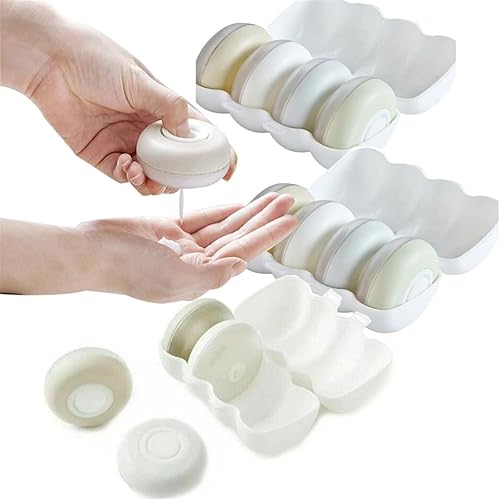 Travel Pod -s - Botellas de viaje plegables, cápsulas de viaje redondas, artículos de tocador con estuche, juego de botellas dispensadoras de loción
