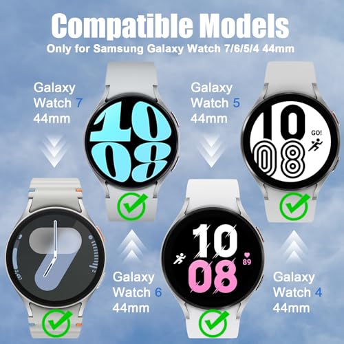 Image of 5 Pack Screen Protector Compatible with Galaxy Watch 7 /6 /5 /4 44mm, HD Tempered Glass, Touch Sensitive, High Clarity, Anti-Shatter, Bubble Free