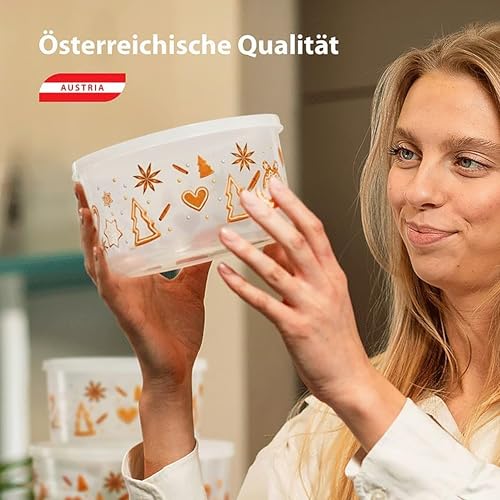 MiraHome Keksdosen 2er Set transparent mit Winterdorf-Design 5L – Rechteckige Plätzchendosen – Ideal als Keksdose für Weihnachten – Plätzchendose für die Weihnachtszeit