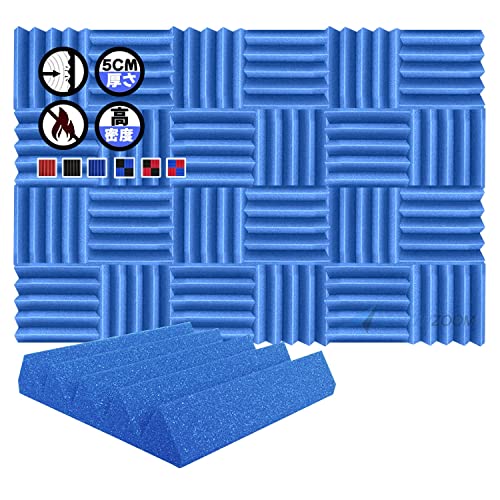 Arrowzoom スーパーダッシュ 新しい24 ピース 防音 遮音 密度26㎏/m3 作品 吸音材 楽器 緩衝材 防音材 音響泡断熱治療 消音 超強力 騒音 スタジオ 吸音材質 室内装飾 防音対策 250x250x50 mm 縮状態出荷 スタジオレコーディング wedge タイルパネルウェッジサ SD1134 青