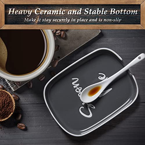 Image of Ceramic Spoon Rest for Stove Top, DAYYET Large Spoon Holder for Kitchen Counter, Coffee Spoon Rest, Heat-Resistant Cooking Utensil Rest, Kitchen Decor, Gray