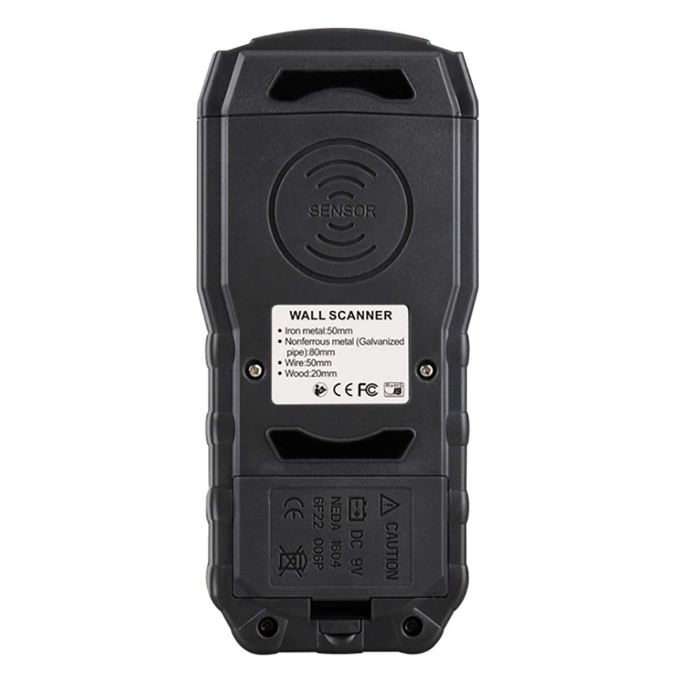 Buscador de pernos, detector de pernos, escáner de pared multifunción con pantalla LCD y advertencia de sonido para detección de pernos de cables de CA de madera de metal de hierro, batería 6F22 no i