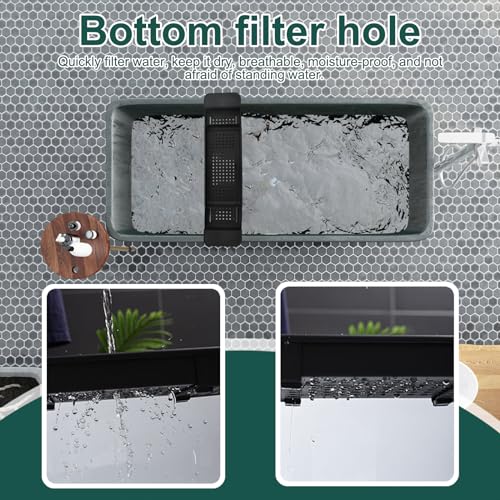 Plateau de baignoire plastique extensible noir pour tablette et verre - 6