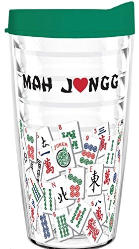 Tumbler 16 oz - Mahj Tile Design Tritan USA Drinkware Green Lid for Mahjong Game