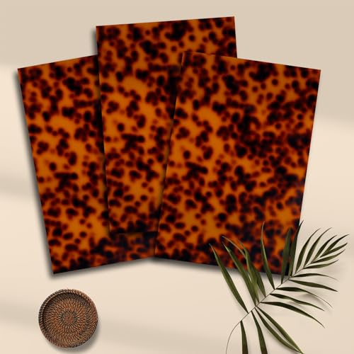 Image of TOEPODO Tortoise Shell Cast Acrylic Sheets 1 /8 Thick Acrylic Leopard Pattern Opaque Plastic Panels for Laser Cutting DIY Crafts /Home Deco (3, Tortoise, 8x12inch)