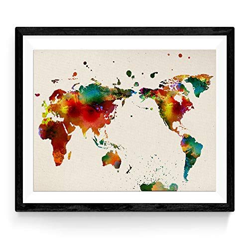 Nacnic L�mina para enmarcar MAPAMUNDI. Mapa del Mundo. Poster con im�genes del Mundo de Estilo Acuarela. L�mina mapas. Decoraci�n de hogar. L�minas tama�o 30x40 para enmarcar. Papel 250 Gramos