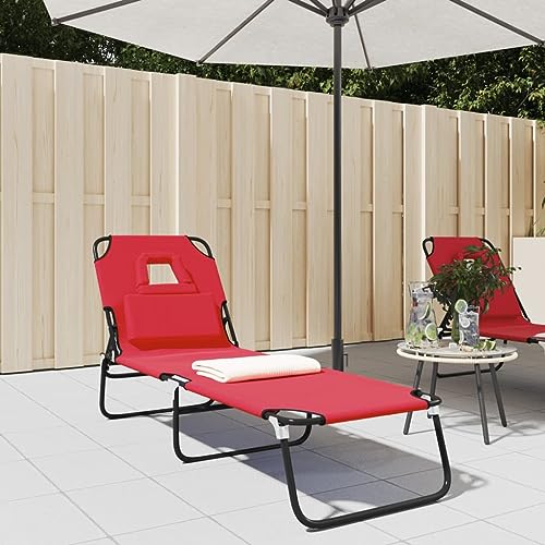 Genérico Tumbona Plegable Acero Recubrimiento en Polvo Tela Oxford Rojo,Mobiliario,Muebles de jardín,Asientos de Exterior,Tumbonas-360177
