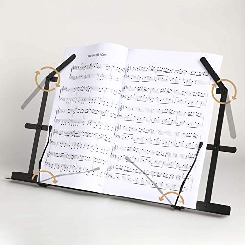 Image of Eastar ESMF-3 Tabletop Music Stand Table Top Adjustable Portable Desktop Sheet Music Stand Folding Foldable Desk Top Music Book Holder Lightweight with Carrying Bag, Black